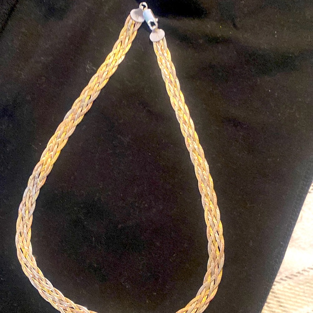 3 tone braided necklace 925 silver